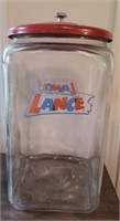 Large Lance Glass cookie jar with metal lid