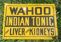 Tin Wahoo Indian Tonic Sign. Measures: 9.75" T x