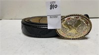 Black leather belt w/buckle size XL 42-44