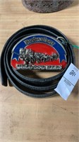 black leather belt w/Budweiser Clydesdales belt