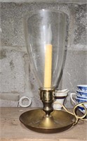 BRASS CANDLESTICK, ELECTRIC LAMP