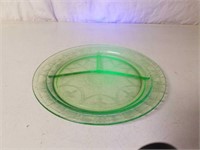 Green Uranium Glass Dived Serving Plate