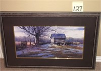 Signed Barn and Cow Print