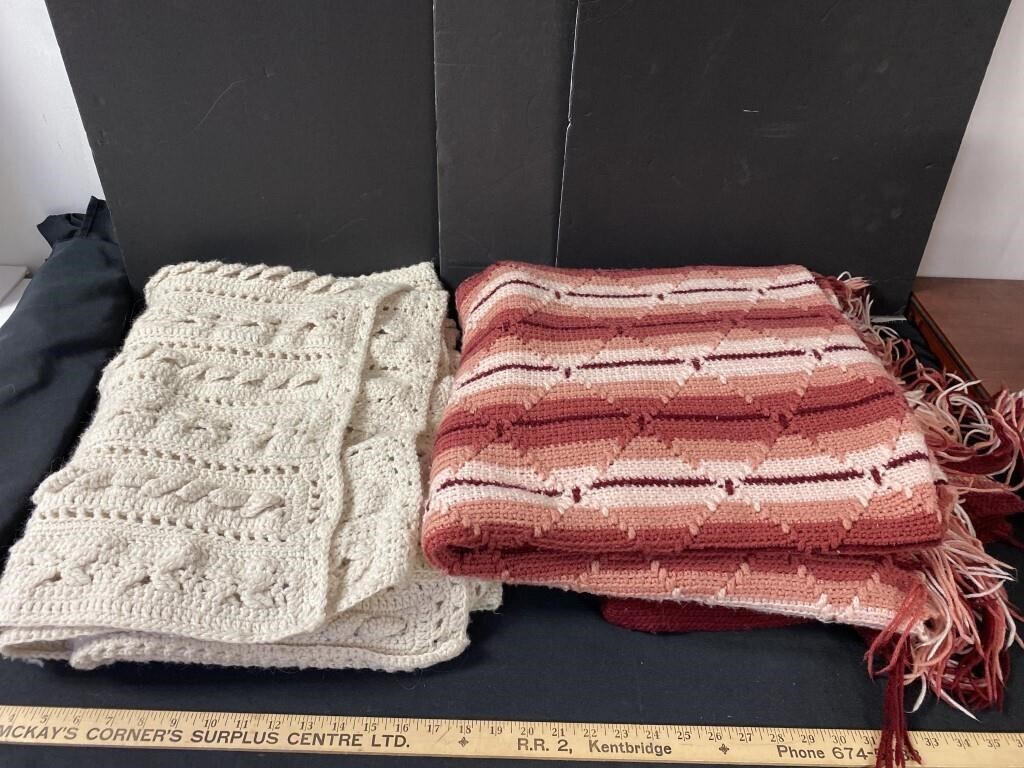 Two crocheted blankets unknown sizes