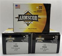 (OO) Armscor 9mm Centerfire Pistol Cartridges,