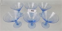 Etched Depression Blue Glass/ Rims Chipped