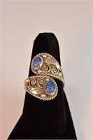 Indian Double Lapis Cabochon Sterling Ring
