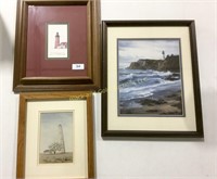 Lot of 3 Small Lighthouse Prints