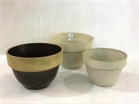 Lot of 3 Various Crock Bowls