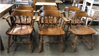 Curved Spindle Back Dining Chairs with Arms