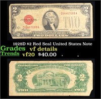 1928D $2 Red Seal United States Note Grades vf det