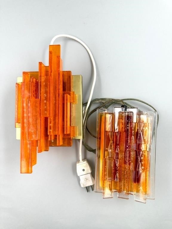 Vintage 1960s Claus Bolby Orange Sconces