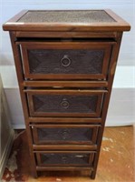 4 DRAWER WOOD/WOVEN STAND