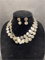 Striking Silver Tone Necklace and Earrings