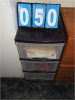 Plastic 3 Drawer with Misc. Items