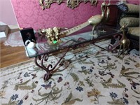 Wrought Iron and Glass Coffee Table