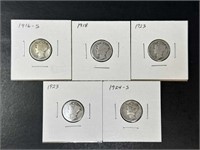 Mercury Dimes 1916-24 (5 coins)