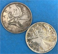 1938 1940 Silver 25 Cents