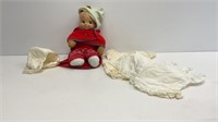 Vintage composition cloth doll 3 faces, condition
