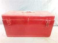 Red Metal Tool Box with Contents Needs TLC