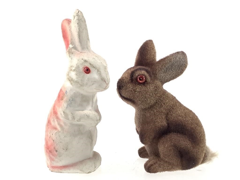 Paper Mache Rabbit + Flocked Bunny Bank
