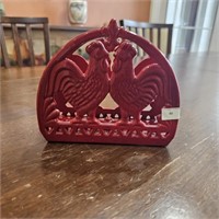 Enameled Cast Iron Country Chicken Napkin Holder