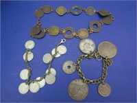 Indian Coin Necklace,3 Pence Coin Bracelet,Foreign