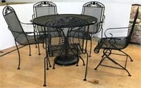 Wrought Iron Patio Set- Round Table & Four Chairs