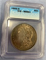 1883 O Morgan silver dollar, MS 66+ by ICG