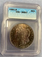 1881 Morgan silver dollar, MS 67 by ICG