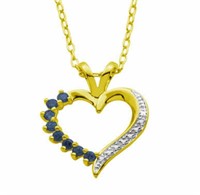 Genuine Sapphire & Diamond Heart Pendant