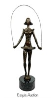 Modernist Bronze LE Sculpture- Girl Jumping Rope