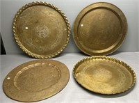 4 Eastern Brass Trays Chargers