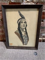 Indian Maiden Watercolor by Henry Clay