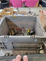Plastic crate with miscellaneous items