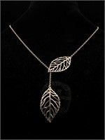 Sterling Silver Leaf Necklace 16 in.