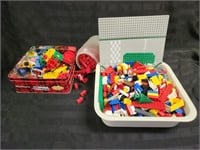 Tub full of Assorted Lego and Toy Blocks