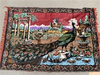 LARGE CASTLE PEACOCK TAPESTRY - 70 X 48 “