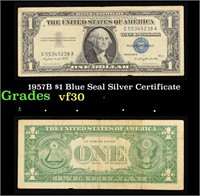 1957B $1 Blue Seal Silver Certificate Grades vf++