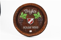 BRIGHTS HOUSE WINE BARREL LID ADV. WALL PLAQUE