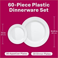 Plastic Disposable Heavy Duty Plates: 60 total