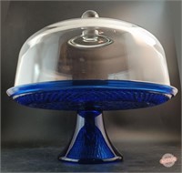 Wexford Cobalt And Clear Cake Stand