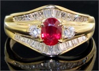 18k Gold 1.93 ct Pigeon Blood Ruby & Diamond Ring