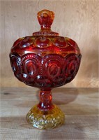 Antique Red / Amberina Lidded Compote