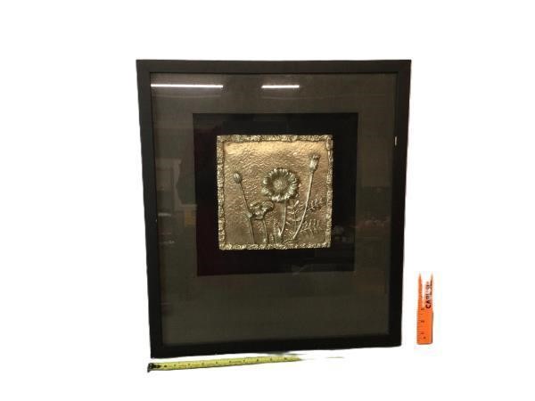 Contemporary Flower Art in Silver-Tone Frame
