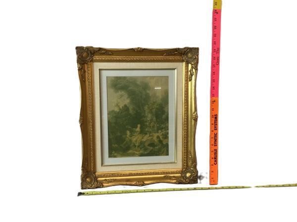 Victorian Garden Picture in Gold-Toned Frame