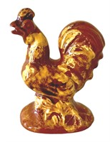 Breininger Pottery decorated redware rooster,