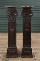 Pair of Carved Wood Ionic Column Form Pilasters