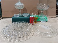 Glassware,  2 candy dishes 9 and 12 tall. salt n