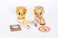 Owl Coin Banks, Figurines, Plate, Measuring Spoons